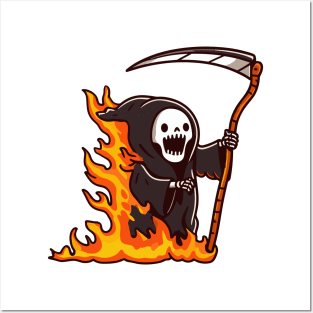 Grim Reaper on Fire Posters and Art